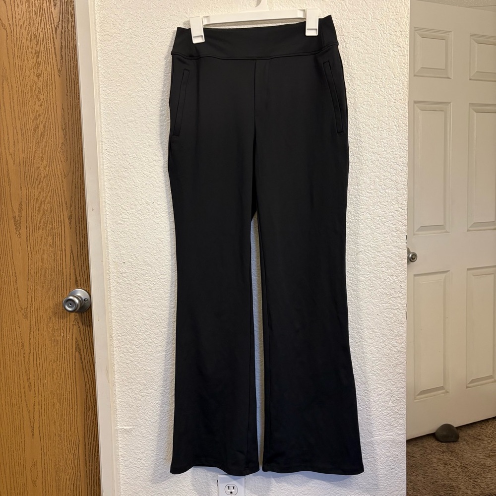 Halara Full Length Black Work Pants Women Medium M Stretch Relaxed Leg/Wide Leg